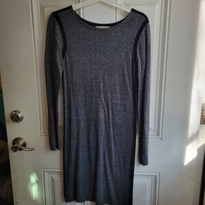 Joan Vass Charcoal Long Sleeve Sweater Dress
